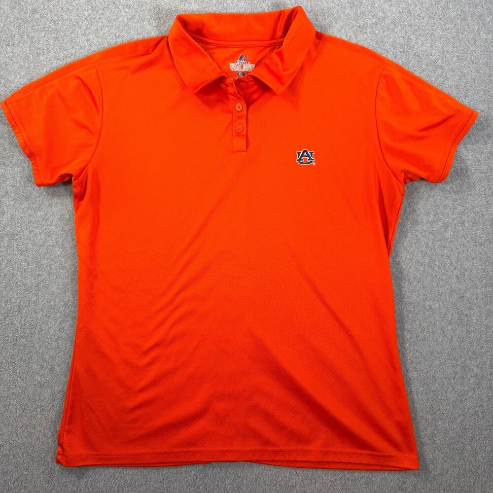 Auburn Tigers Women's Short Sleeve Polo Shirt Size XL Orange Russell Athletics